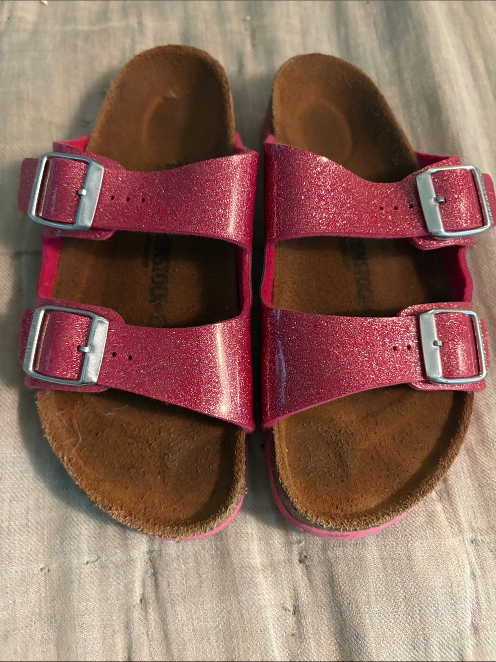 Kids Birkenstock 32 Glitter Pink Double-Strap Sandals